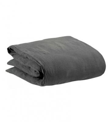 VIVARAISE Housse de couette stonewashed en lin tonnerre 240 x 220