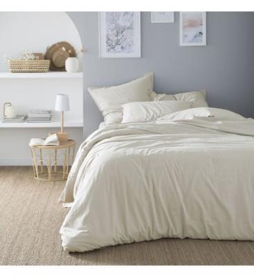 ESSIX Housse de couette en coton lav&eacute; beige 200x200
