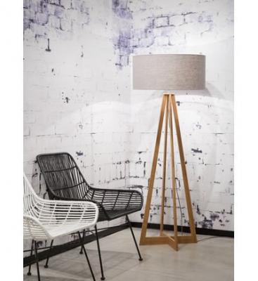 GOOD & MOJO Lampadaire Everest en bambou et lin Gris clairw