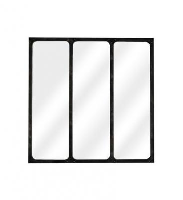 DRAWER Miroir atelier 3 bandes 70x70cm m&eacute;tal noir