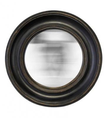 EMDE  Miroir Mural Rond Convexe en r&eacute;sine Noir et dor&eacute; D.20cm IZLI