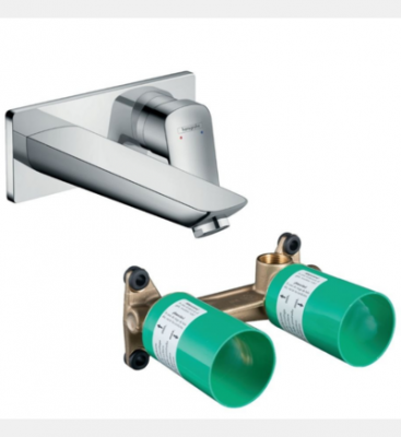 HANSGROHE Mitigeur lavabo mural Logis Economie d eau, Avec corps encastr&eacute;