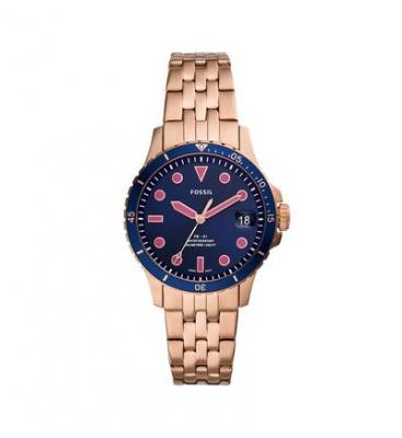 FOSSIL  Montre FB-01 Trois Aiguilles, Date, Acier Inoxydable Ton Or Rose pour Femme, ES4767