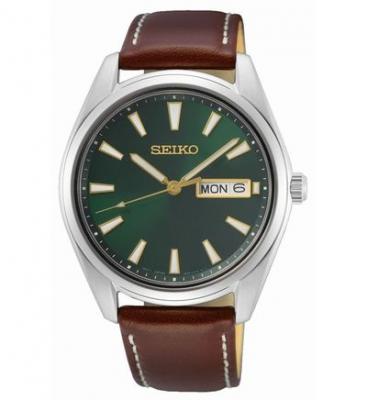 SEIKO  Homme Analogue Quartz Montre avec Bracelet en Cuir SUR449P1