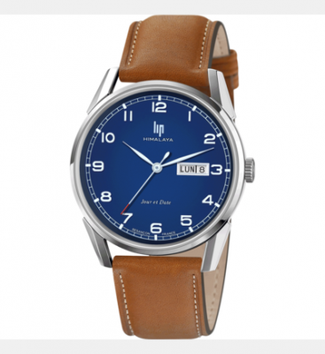 LIP  Himalaya 40 Montre Homme Acier Cuir Marron 671705