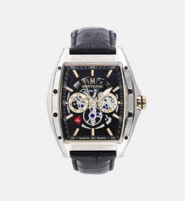 MONTIGNAC Montre Homme  - MOW700 Bracelet Cuir Noir