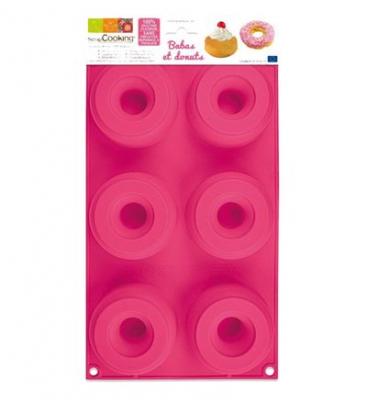 SCRAPCOOKING  3101 Babas et Donuts Moule Silicone Rose 33 x 17,5 x 3 cm