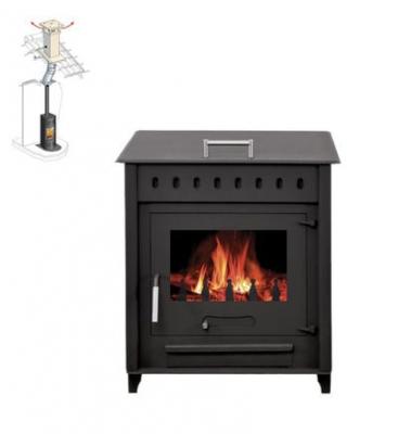 INTERSTOVES Pack Po&ecirc;le &agrave; bois avec four LEO b&ucirc;ches 45cm + Kit Conduit 150 - Noir