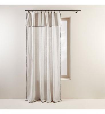 Rideau panneau 150x280 cm Calcaire et bourdon noir en Lin