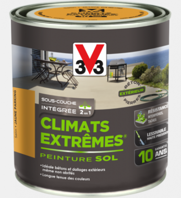 V33 PEINT Peinture sol Climats extr&ecirc;mes&reg; V33, jaune parking satin&eacute;, 0.5 l