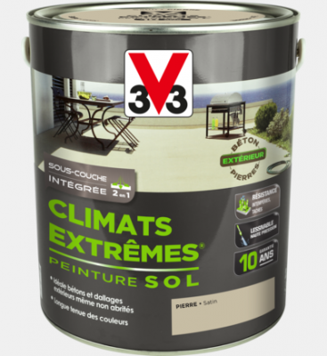 V33 PEINT Peinture sol exterieur Climats extremes - Satin pierre - 2.5L