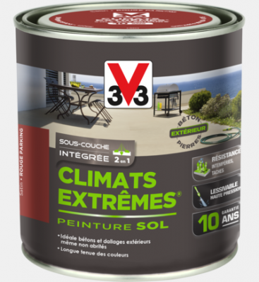 V33 PEINT Peinture sol Climats extr&ecirc;mes&reg; V33, rouge parking satin&eacute;, 0.5 l