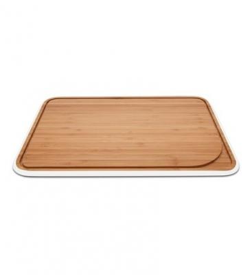 PEBBLY Planche &agrave; d&eacute;couper bambou blanc 35 x 25 cm Marron 