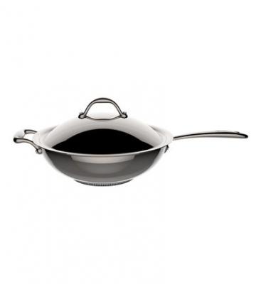 LAGOSTINA Po&ecirc;le wok Accademia Lagofusion inox &Oslash;30 cm + couvercle Gris 