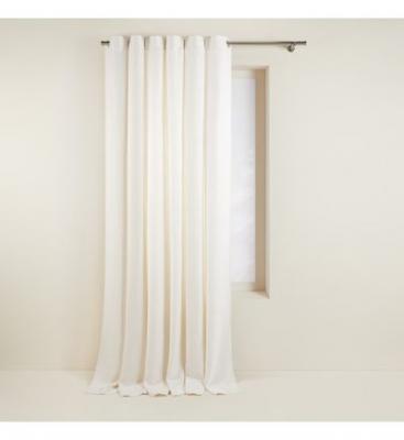 Rideau &agrave; oeillets Blanc naturel en Lin (Uni Boh&egrave;me) - 140x350 cm