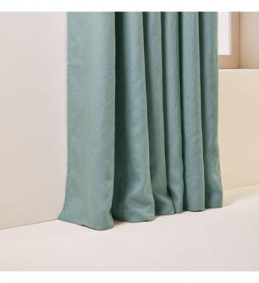 Rideau oeillets doubl&eacute; occultant 340x270 cm Vert de gris en Lin