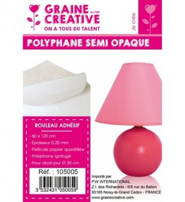 GRAINECREA Rouleau de papier adh&eacute;sif Polyphane Blanc semi opaque 60 x 120 cm