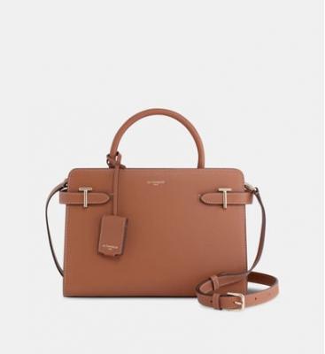 LE TANNEUR Sac cabas moyen mod&egrave;le Emilie en cuir grain&eacute; Marron 
