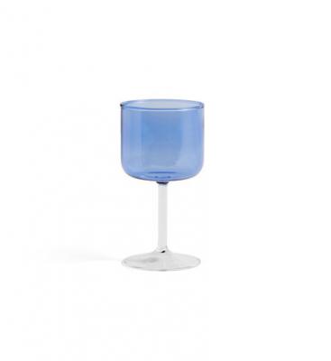HAY  - Tint Verre &agrave; vin, bleu / transparent (lot de 2)