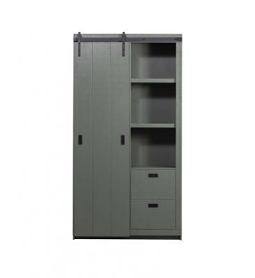 Slide - armoire avec porte coulissante l122cm - couleur - vert olive