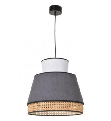 MARKET SET Suspension en lin anthracite et blanc 40 cm Singapour - 