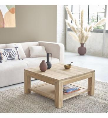 Table basse carr&eacute;e en teck massif 80 cm BOSTON
