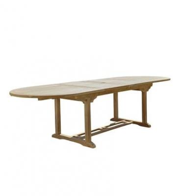 BERAH GETAH Table de jardin en teck massif extensible ovale 10/12 pers. - Marron