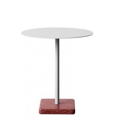 HAY Table de jardin Terrazzo - gris clair - Terrazzo rouge - rond &Oslash; 70 cm