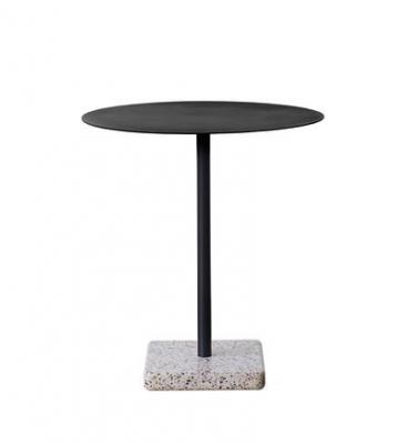 HAY Table de jardin Terrazzo - rond &Oslash; 70 cm - Terrazzo gris - gris fonc&eacute;