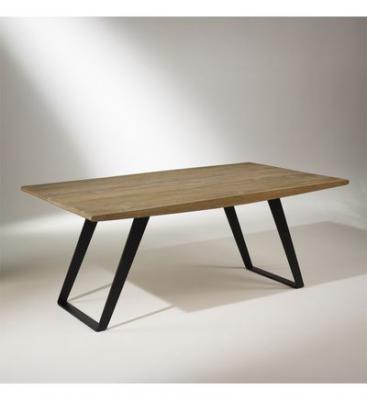 Hector - table &agrave; manger ch&ecirc;ne massif, style industriel, 8 couverts