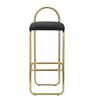 AYTM Chaise de bar en acier dor&eacute; et velours anthracite 65 cm Angui - 