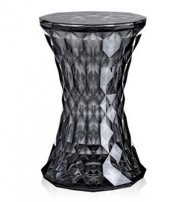 Kartell - Table d'appoint et tabouret Stone, fum&eacute;