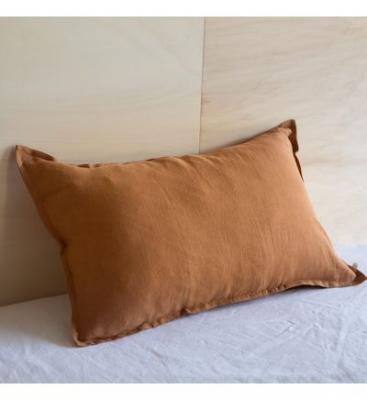 GABRIELLE PARIS Taie d'oreiller en lin lav&eacute; Tabac 65 x 65 cm, 