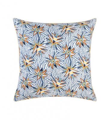 OLIVIER DESFORGES Taie d'oreiller en satin de coton lav&eacute; bleu, Posidonie