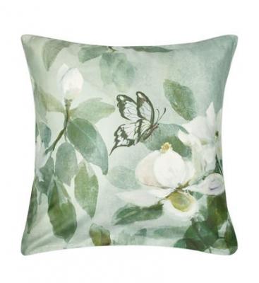 DESIGNERS GUILD Taie d'oreiller imprim&eacute;e en satin de coton vert 65x65