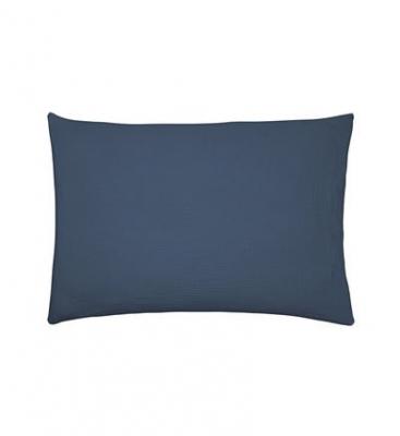 ESSIX Taie d'oreiller en gaze de coton lav&eacute;e Tendresse Bleu de chine 50x75 cm 