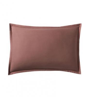 ESSIX Taie d'oreiller en percale de coton Royal line Bois de rose 50x70cm - Petit Volant 2 cm 