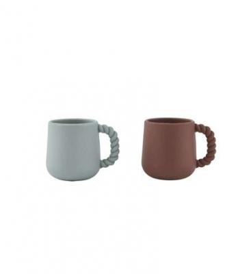 OYOY MINI OYOY - Mellow Gobelets pour enfants, choko / pale mint (set de 2)
