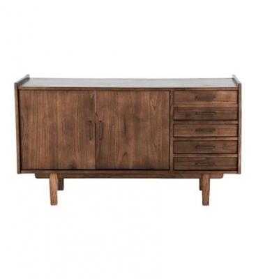 Meuble de salle de bain en mindi massif 135 cm tiroirs VINTAGE