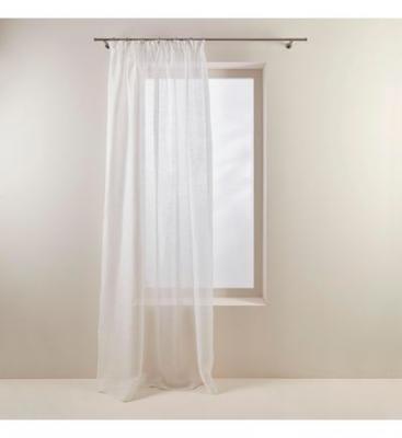 Voilage &agrave; galon fronceur 200x280 cm Blanc pur en Lin