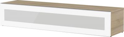 MELICONI Meuble tv verre infrarouge blanc et bois clair boston 160 cm