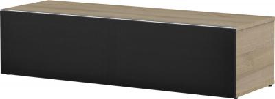MELICONI Meuble tv tissu acoustique noir et bois clair daphn&eacute; 120 cm