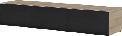MELICONI Meuble tv tissu acoustique noir et bois clair houston 160 cm
