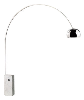 FLOS Lampadaire Arco blanc m&eacute;tal / H 240 cm - Version LED / Achille Castiglioni, 1962 -  