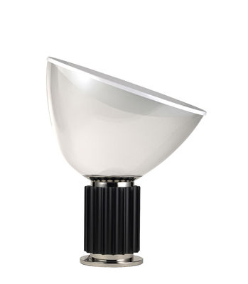 FLOS Lampe de table Taccia LED Small verre noir / H 48 cm - Castiglioni, 1962 -  