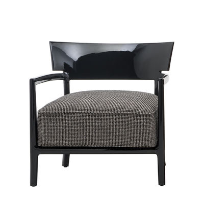 KARTELL  - Cara Fauteuil, structure noire / rev&ecirc;tement noir-beige