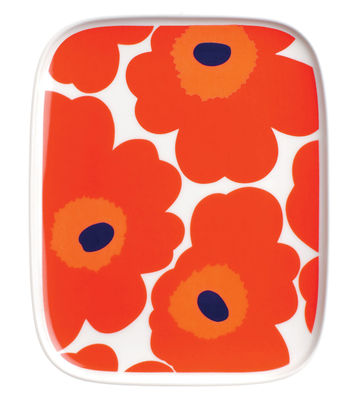 MARIMEKKO  - Oiva Unikko Plateau de service, 15 x 12 cm, blanc / rouge