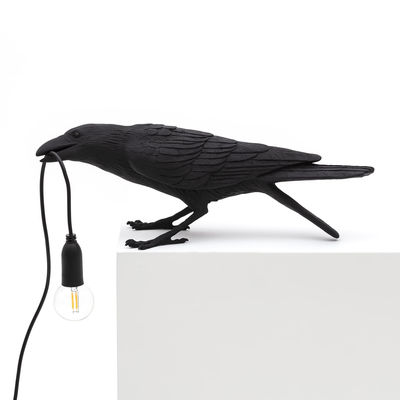 SELETTI  Bird Lamp Playing lampe de table corbeau noir