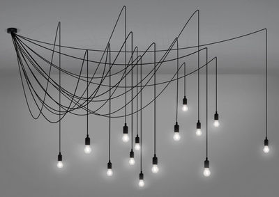 SELETTI  Suspension LED Maman noire 14 lampes transparente