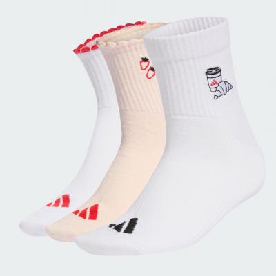 Chaussettes adidas imprim&eacute;es rose blanc (3 paires) - L